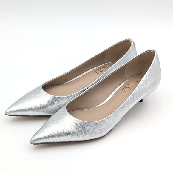 Sam Edelman Franci Kitten Heel Pump Women's Pointed Toe Silver Size US5.5M EU36 - Picture 1 of 9